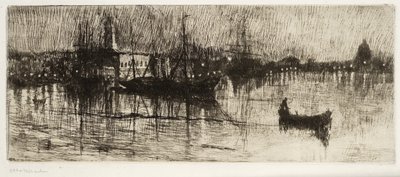 Rainy Night, ca. 1880-82 (ætsning og tørnål) af Otto Henry Bacher
