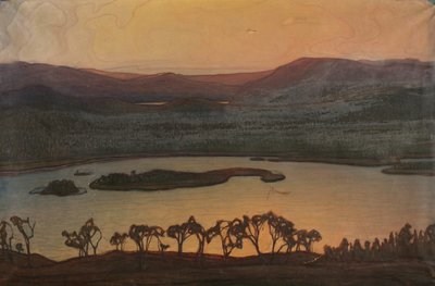 Udsigt over søen Aerran af Otto Hesselbom
