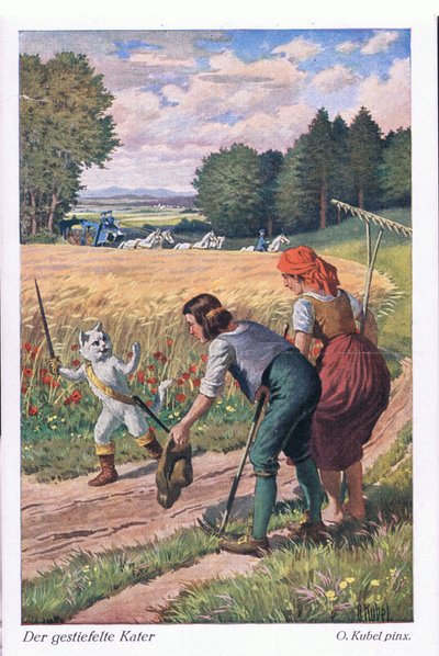 Puss in Boots (European Fairy Tale), postkort fra Tyskland af Otto Kubel