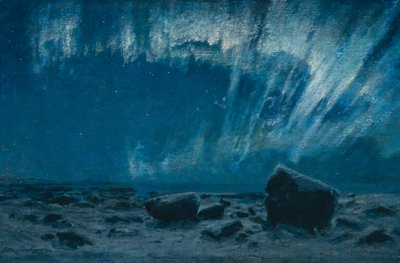 Nordlys (olie på lærred) af Otto Ludvig Sinding