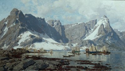 Snelandskab fra Reine, Lofoten af Otto Ludvig Sinding