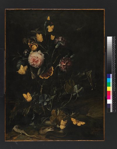 Blomster, insekter og krybdyr, 1673 af Otto Marseus  van Schrieck