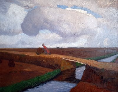 Efterårslandskab ved Nordsøkysten med kanal af Otto Modersohn