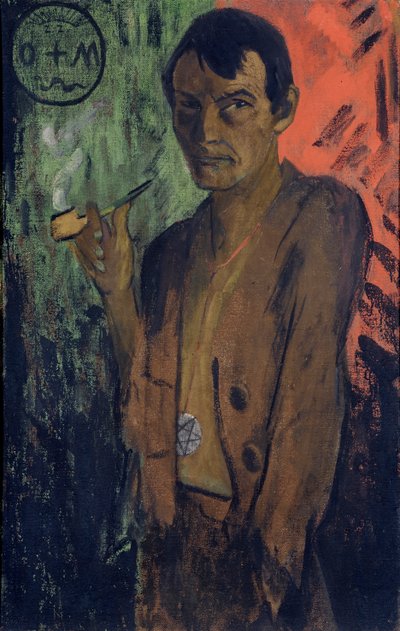 Selvportræt med pentagram, ca. 1924. af Otto Mueller