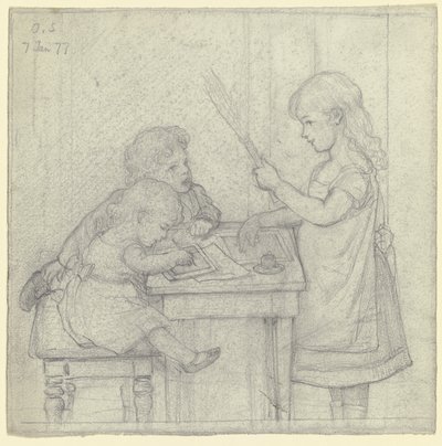 Iscenesat skole-scene af Otto Scholderer