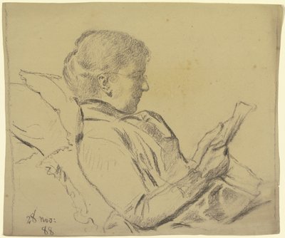 Luise Scholderer, der læser avis af Otto Scholderer