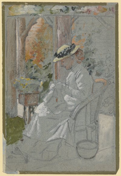 Luise Scholderer på verandaen af Otto Scholderer