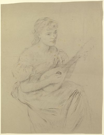Ung kvinde, der spiller på mandolin ("Lutespillerinde") af Otto Scholderer