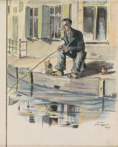 Fiskermand på en kanal i Maarssen af Otto Verhagen (I)