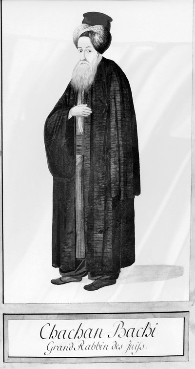 Chachan Bachi, İstanbuls overrabbiner, ca. 1790 (akvarel på papir) af Ottoman School