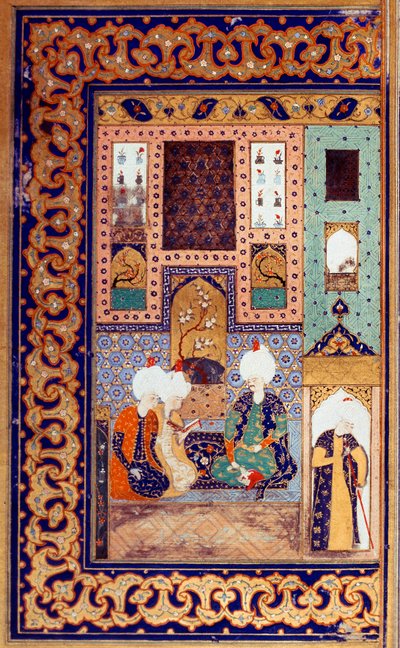 Det Osmanniske Rige: Repræsentation af Sultan Selim I kaldet den Forfærdelige (1470-1520) ledsager to af hans undersåtter. Miniature taget fra "" Divan" (digtgenvinding) skrevet af Sultan Selim I. (Ms. FY1330, fol. 28a) 1500-tallet. Istanbul, Universitet L af Ottoman School