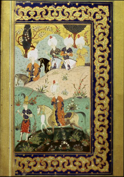Det Osmanniske Rige: Repræsentation af Sultan Selim I kaldet Den Forfærdelige (1470-1520) til hest. Miniature fra "Divanen" (digtsamling) skrevet af Sultan Selim I. (Ms. FY1330, fol. 27) 1500-tallet. Istanbul, Universitetsbiblioteket af Ottoman School