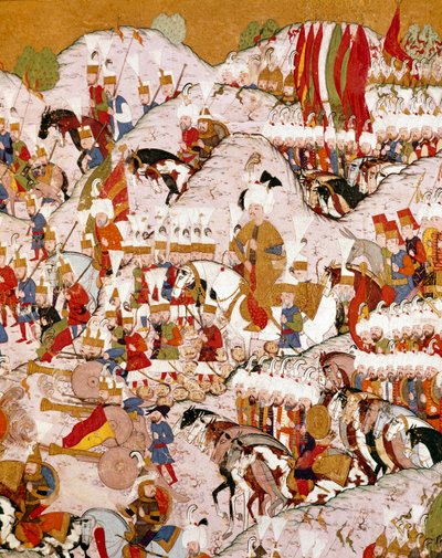Repræsentation af slaget ved Mohacs den 29/08/1526, detaljer (miniature af Ottoman School