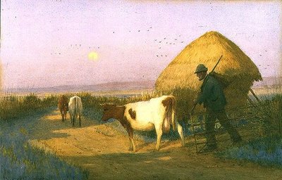 A Drover homeward Bound (akvarel) af Owen Baxter Morgan