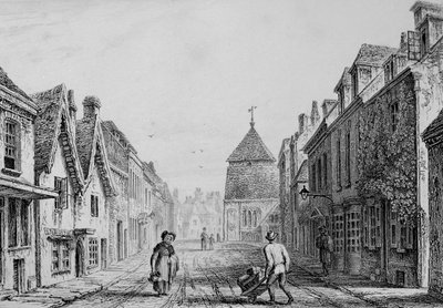 Cheesehill Street Winchester, ca. 1830 (gravering) af Owen Brown Carter