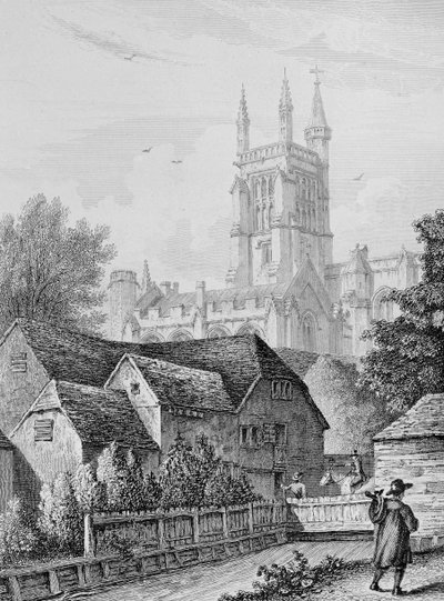 Collegetårn, bibliotek og mølle i Winchester, ca.1830 af Owen Brown Carter