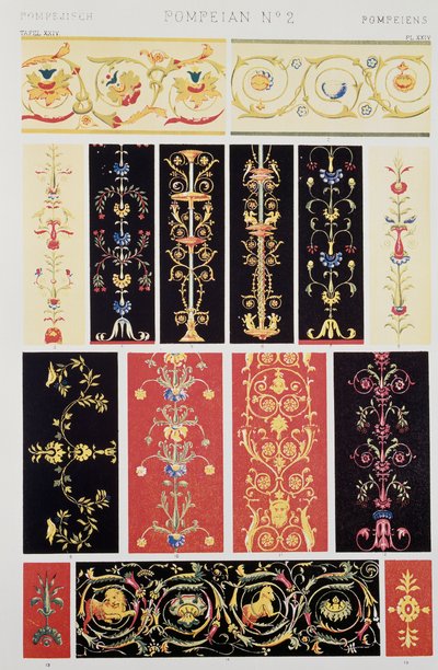 Dekoration i pompeiansk stil, plade XXV fra Grammar of Ornament, af Owen Jones (1809-1874), London af Owen Jones