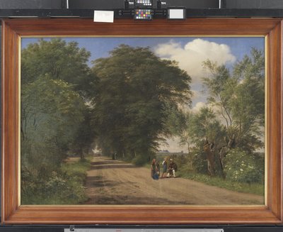 En Landevej ved Vognserup Gods, Sjælland. Maleren J.Th. Lundbye Skitser ved Vejkanten af P.C. Skovgaard
