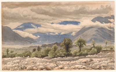 Italiensk bjerglandskab i overskyet vejr af P.C. Skovgaard