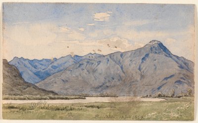 Italiensk landskab med en flod og bjerge. af P.C. Skovgaard