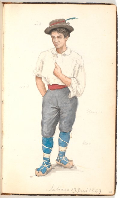 Italiensk mand med snøresko og hat med fjer af P.C. Skovgaard