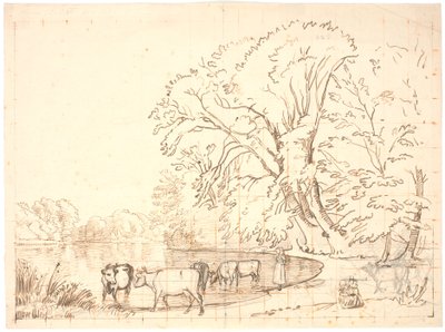Køer ved en skovsø af P.C. Skovgaard