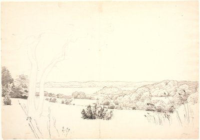 Landskab med udsigt over Skarrit sø. af P.C. Skovgaard