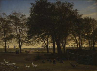 Parti ved Iselingen. I baggrunden Vordingborg Kirke og Gåsetårnet. Septemberaften af P.C. Skovgaard