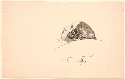 Portræthoved i profil af kunstnerens hustru Georgia Skovgaard, sovende. af P.C. Skovgaard