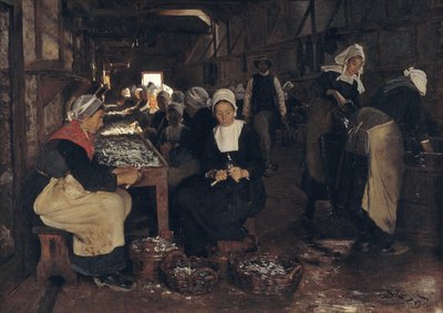 En sardinhærdnings- og pakningsvirksomhed i Concarneau af Peder Severin Krøyer