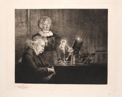 Edvard og Nina Grieg ved klaveret af Peder Severin Krøyer