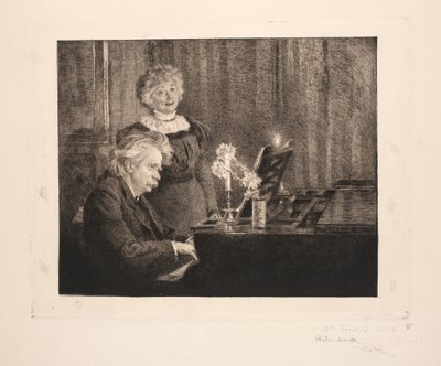 Edvard og Nina Grieg ved klaveret af Peder Severin Krøyer