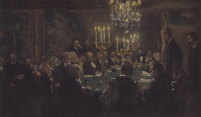 Kompositionsskitse til "Et Møde i Videnskabernes Selskab" i Videnskabernes Selskab af Peder Severin Krøyer
