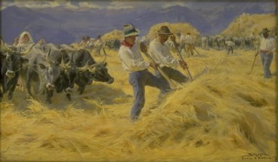 Tærskning i Abruzzi. Byen Antino af Peder Severin Krøyer