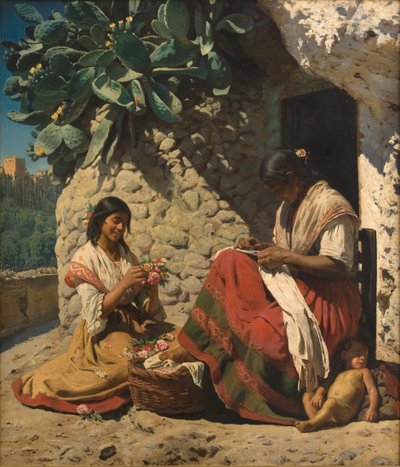 To sigøjnerkvinder uden for deres sommerhus. Spanien af Peder Severin Krøyer