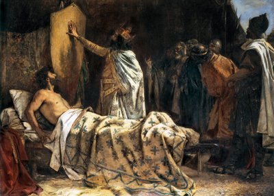 Grev Wilfred den Behåredes død (840-897), slutningen af det 19. - begyndelsen af det 20. århundrede (olie på lærred) af Pablo Antonio Béjar Novella