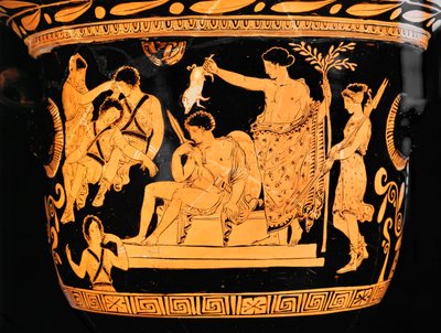 Rødfiguret klokkekrater fra Apulien: Apollon renser Orestes med blodet fra en pattegris ... af Painter Eumenides