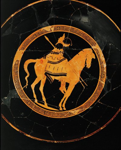 Rytter. Midtmedaljon af et rødfiguret bæger fra Vulci, samme bæger som 10-03-03/66 og 67 ... af Painter Pistoxenos