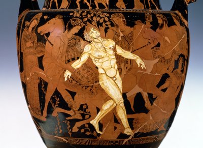 Attic rød-figur volute krater skildrer døden af bronze kæmpe, Talos (keramik) (detalje af 85070) af Painter Talos
