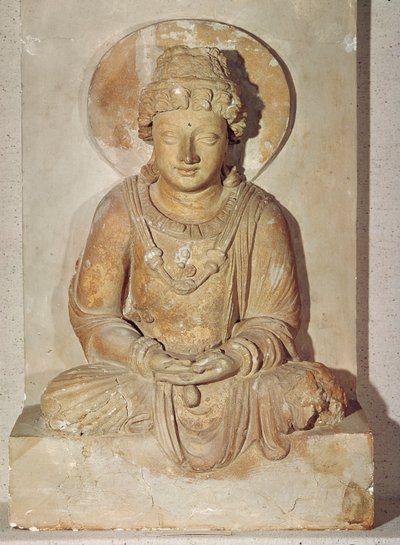 Buddha siddende i meditation, fra Ganhara, græsk-buddhistisk stil, 1.-4. århundrede af Pakistani School