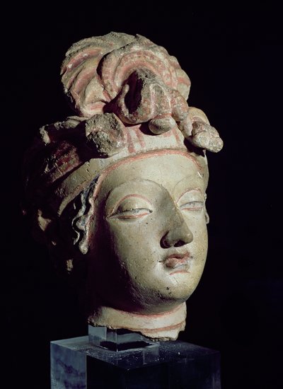 Hoved, fra Gandhara, græsk-buddhistisk stil, 1.-4. århundrede (stuk) af Pakistani School