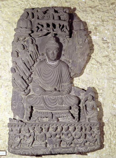 Siddende Buddha i meditation, 1.-4. århundrede af Pakistani School