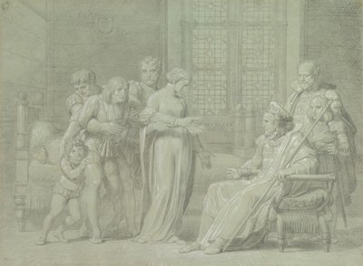 Kong Charles VIII af Frankrig med den døende Gian Galeazzo Sforza i Pavia, 1775-1860. af Palagi Filippo Pelagio