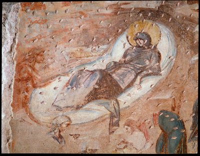 Fødselen. Fresko af apsis, 6.-7. århundrede af Paleo Christian