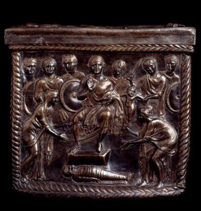 Paleochristian Art: Sølv relikvieæske kendt som Capsella de San Nazaro (sølv relikvieskrin af st Nazaro) - 370-397 apres JC Milan, Tesoro del Duomo Italien af Paleo Christian