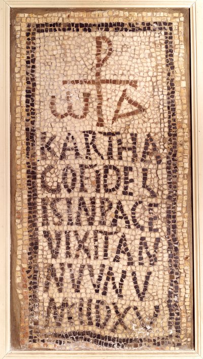 Paleochristian antikvitet: begravelsesmosaik af Karthago, kommer fra ruinerne af den gamle Furnos Minus i Tunesien. Slut 4.-begyndelse 5. århundrede efter JC. Paris, Louvre-museet af Paleo Christian