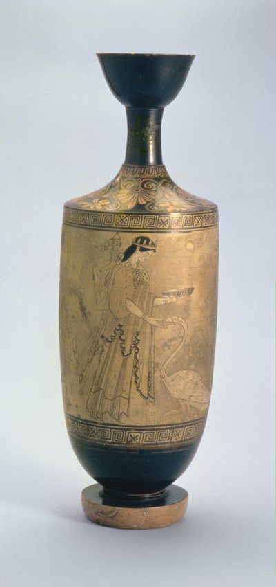 Lofts hvidmalet Lekythos med Artemis og en svane, ca. 490 f.Kr. (keramik) af Pan Painter