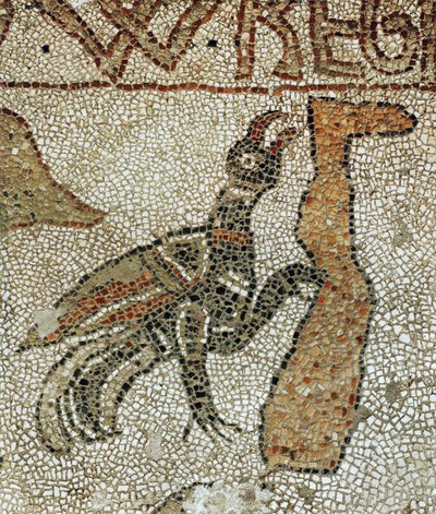 Ravn piller ved en død mands ben under syndfloden (mosaik) af Pantaleone Pantaleone