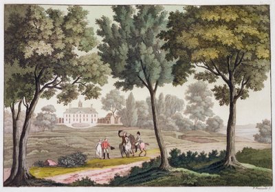George Washingtons hus ved Mount Vernon, Virginia, USA, c1820-1839 af Paolo Fumagalli