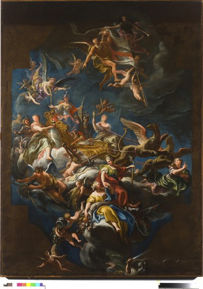 Ligurisk allegorisk vogn trukket af griffiner og drevet af Prudence af Paolo Gerolamo Piola